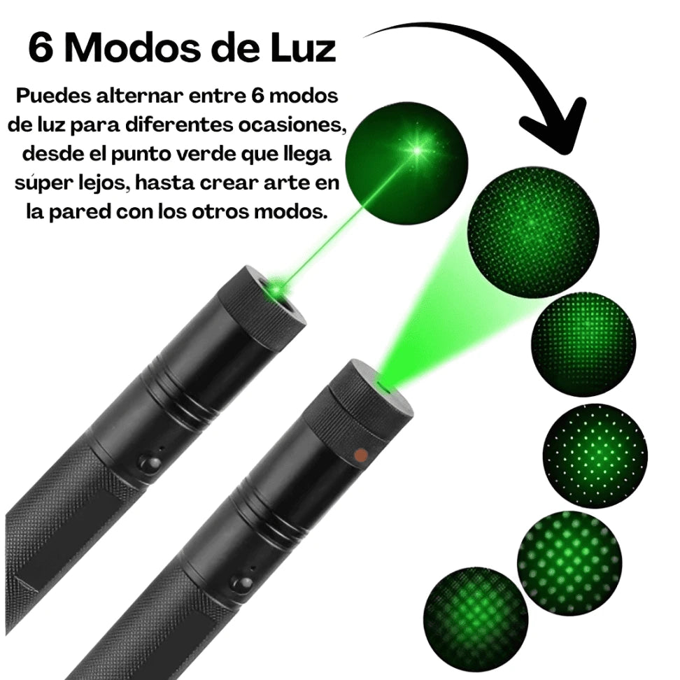 UltraLight™ - Láser Verde Súper Potente Recargable - Alcance De Más De 10 Mil Metros (6 Modos de Luz)